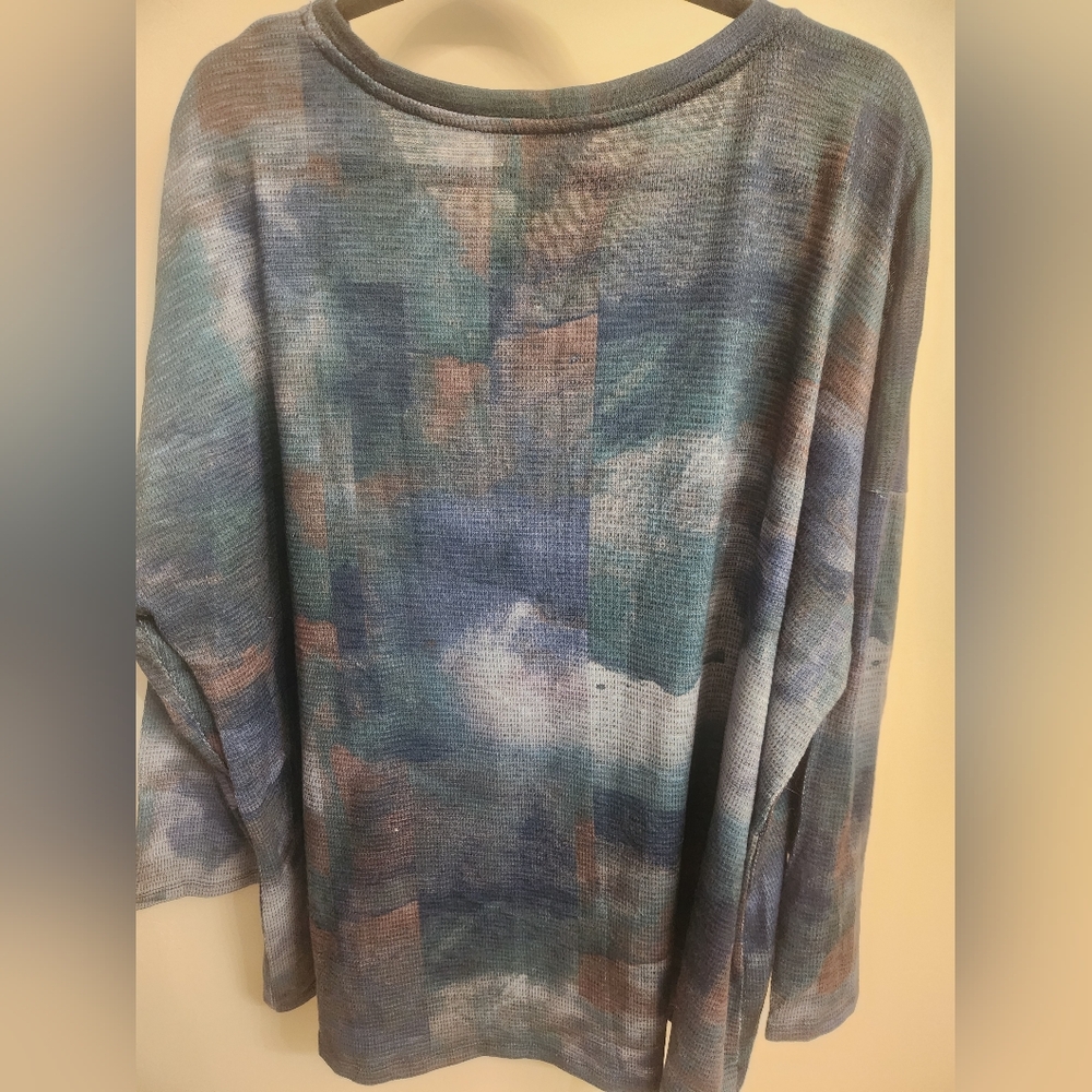 CJ Banks Blue and Gray Knit Long Sleeve Size 3X - Picture 2 of 5